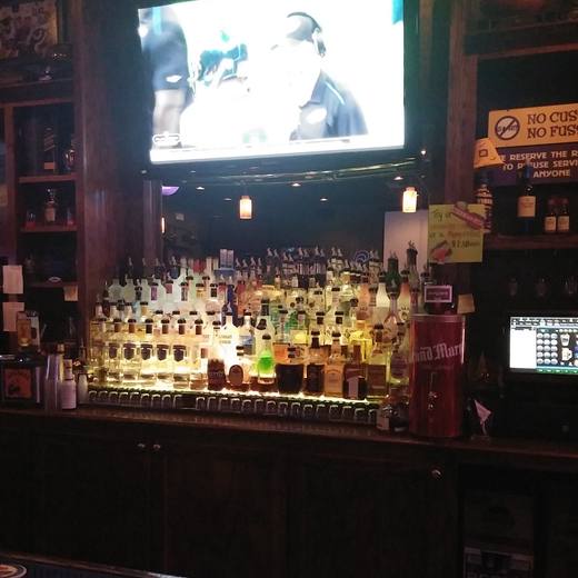 The back bar, bottles lit from below